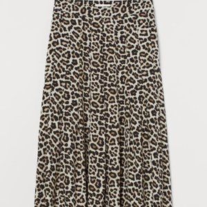 Midi Leopard Skirt - Size 8, Color: Black & Tan Leopard Print, NWT